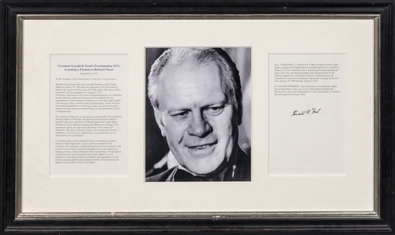 Gerald Ford Signed Pardon Of Richard Nixon Framed Piece (PSA/DNA)